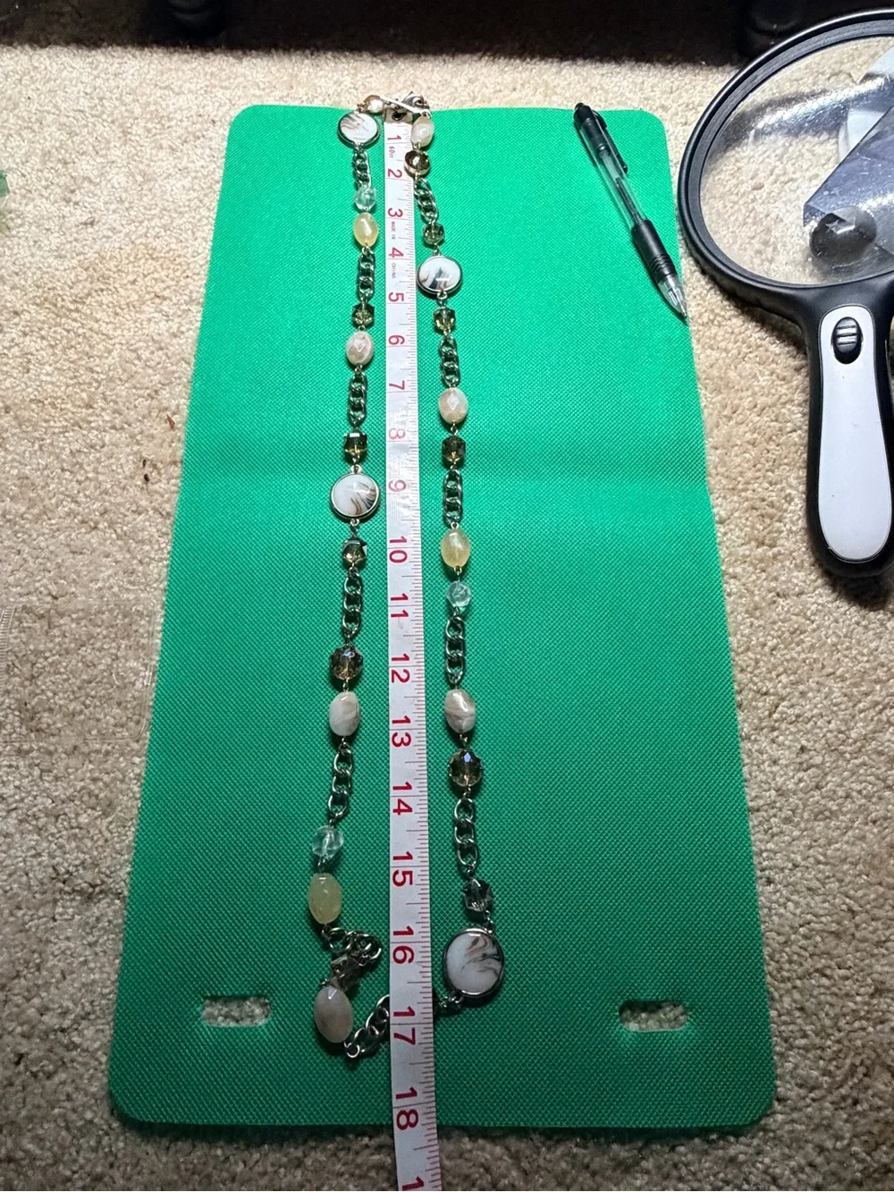 Beige and Gold Multi-Strand Glass Bead Necklace